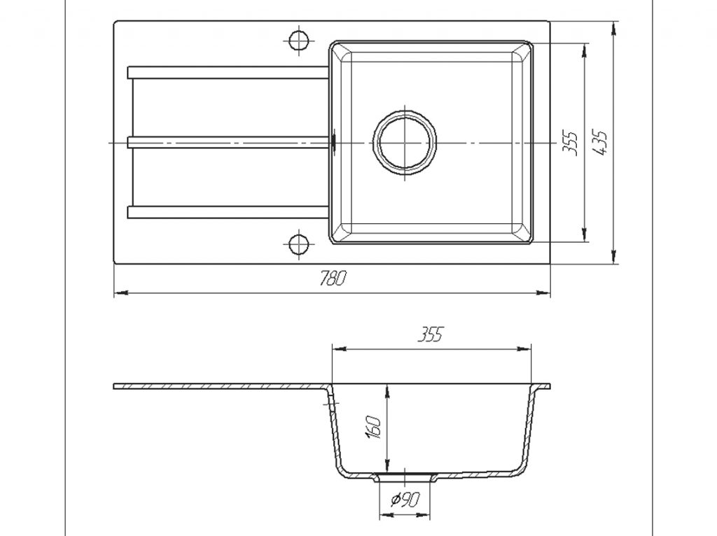 Чертеж мойки для кухни